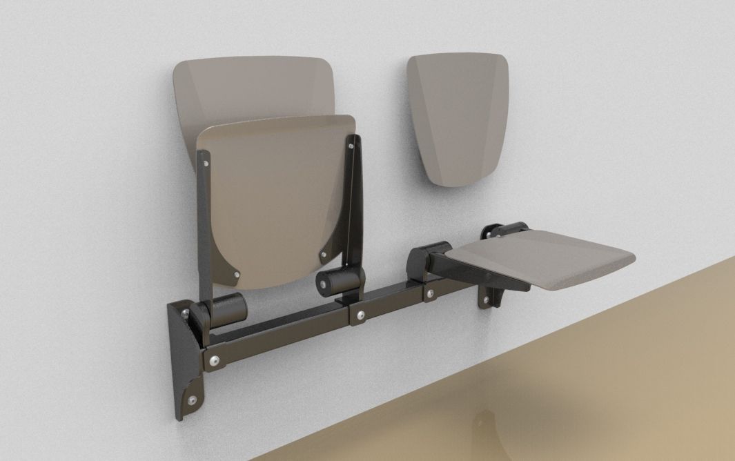 Zweier-Klappsitzbank mit Alu-Sitzfläche und Rückenlehne