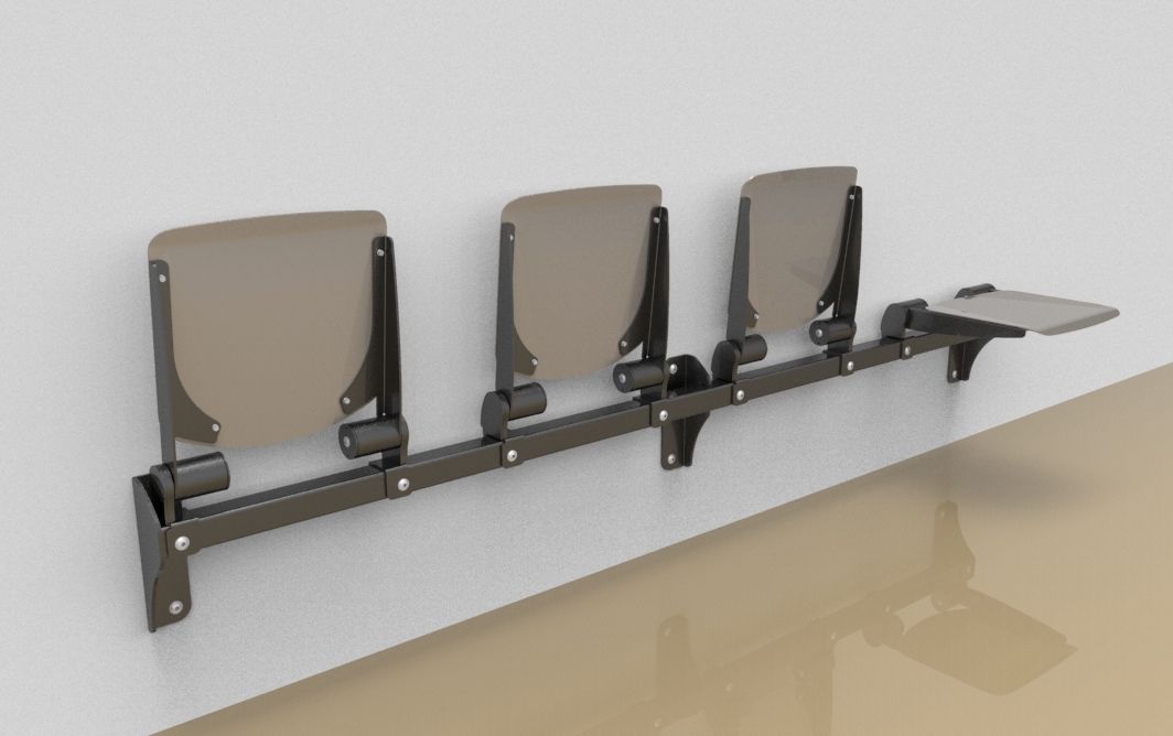 Vierer-Klappsitzbank mit Alu-Sitzfläche