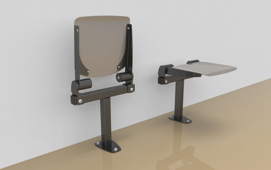 Einzel-Klappsitzbank mit Alu-Sitzfläche