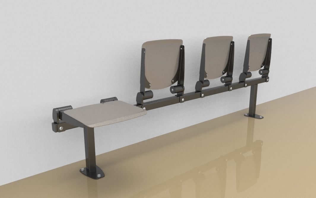 Vierer-Klappsitzbank mit Alu-Sitzfläche