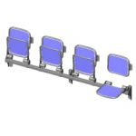Foursome fold down sitting bench with smooth aluminium sitting surface and back rest
