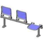 Threesome fold down sitting bench with smooth aluminium sitting surface