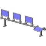 Foursome fold down sitting bench with smooth aluminium sitting surface