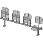 Foursome fold down sitting bench with wire mesh sitting surface and back rest