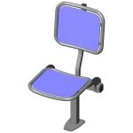Single rigid sitting bench with smooth aluminium sitting surface and back rest