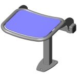 Single rigid sitting bench with smooth aluminium sitting surface