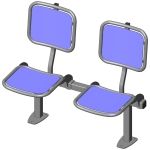 Twosome rigid sitting bench with smooth aluminium sitting surface and back rest