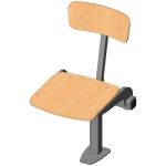 Single rigid sitting bench with beech wood sitting surface and back rest
