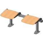 Twosome rigid sitting bench with beech wood sitting surface