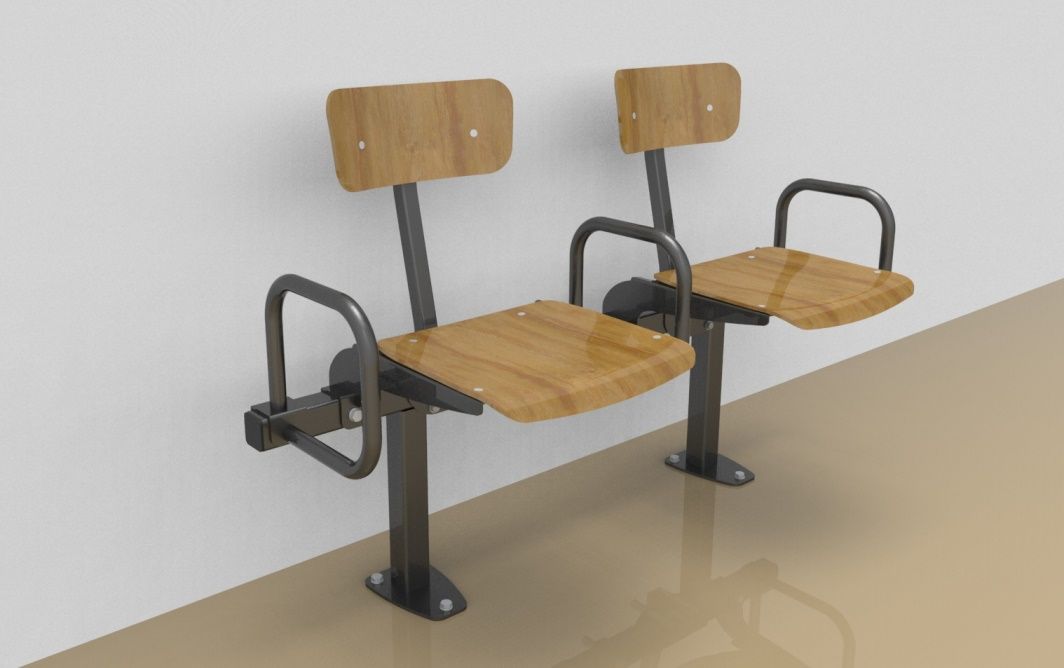 Zweier-Sitzbank mit Buche-Sitzfläche und -Rückenlehne, mit Armlehnen
