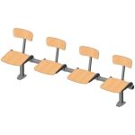 Foursome rigid sitting bench with beech wood sitting surface and back rest