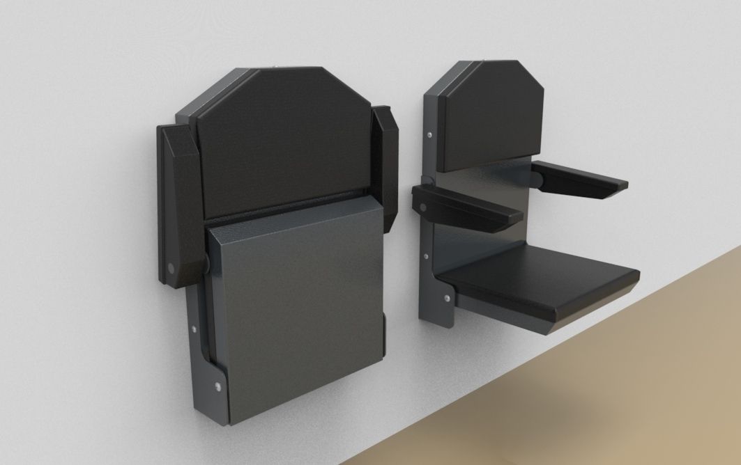 Fold down seat with high back rest and arm rests
