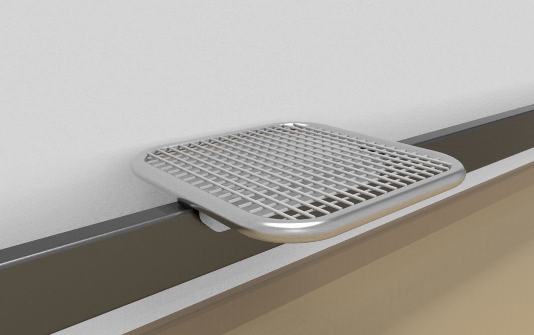 Edelstahl-Sitz mit Drahtgitter-Sitzfläche für Rohrmontage