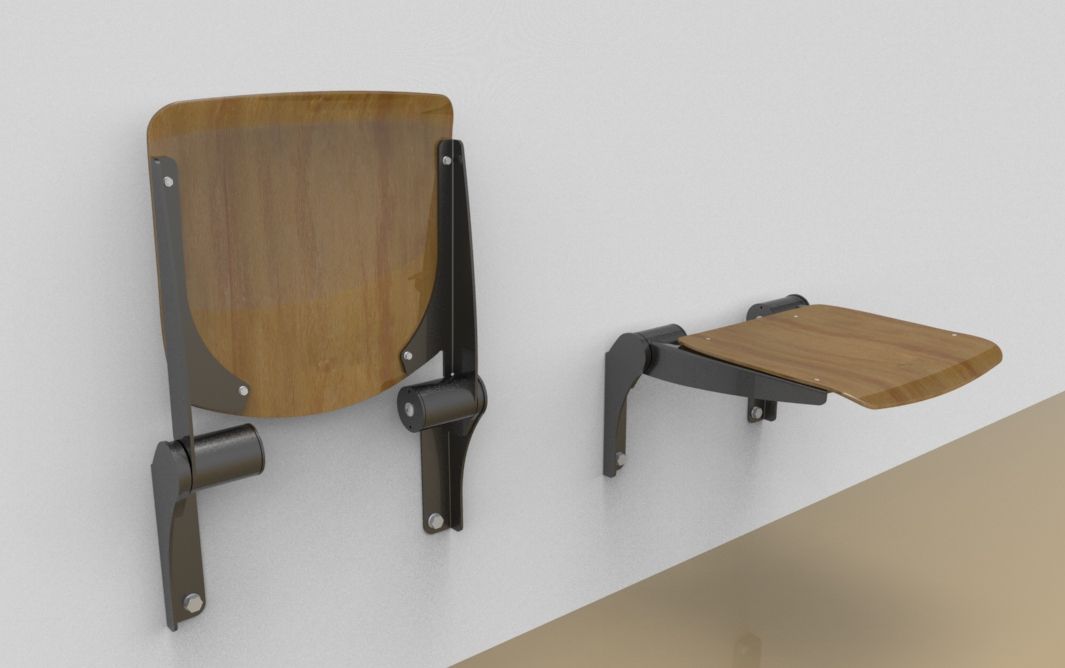 Fold down seat “Woodie”; wall-mounted