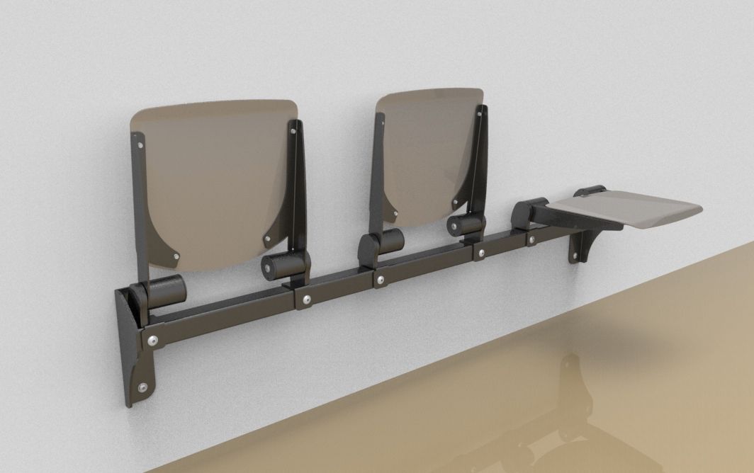 Dreier-Klappsitzbank mit Alu-Sitzfläche