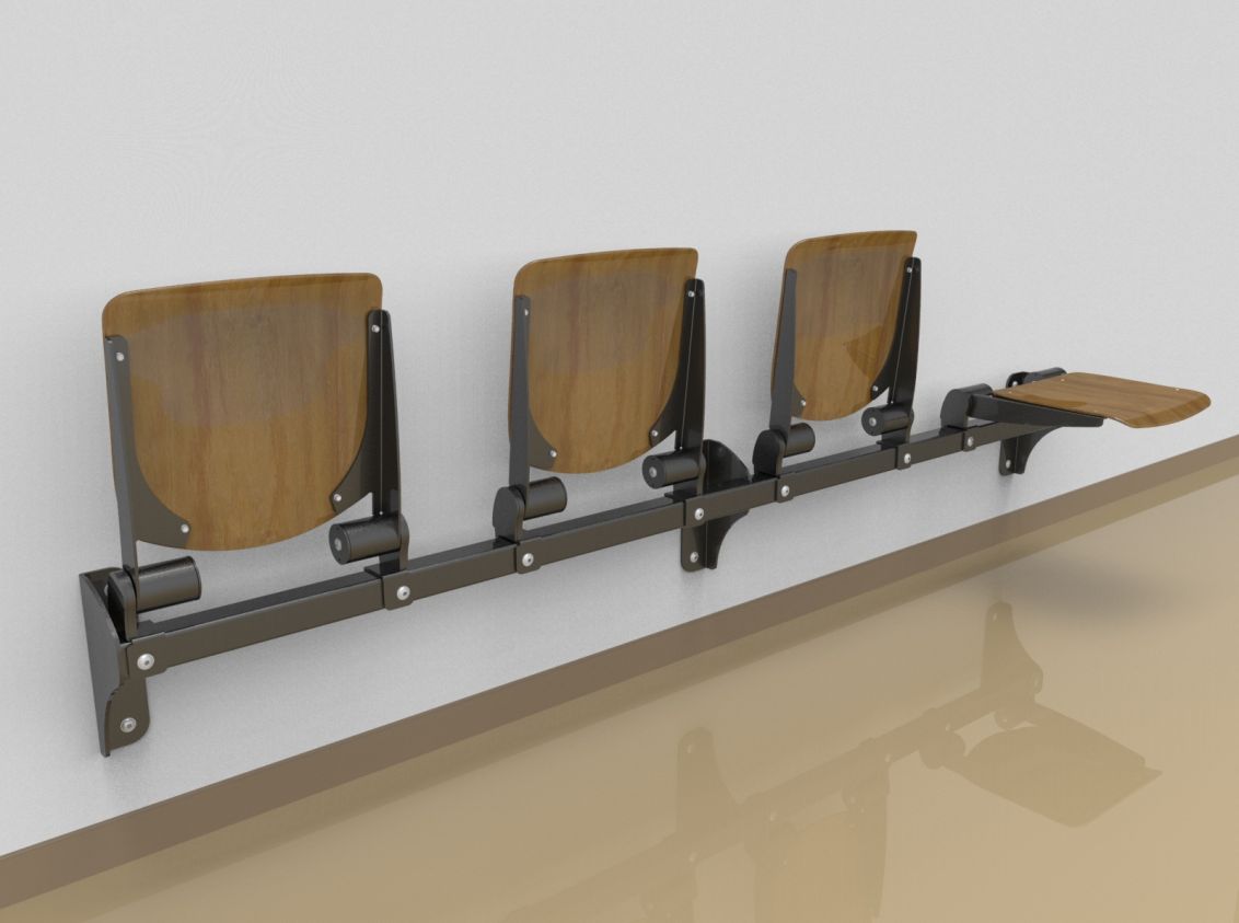 Foursome fold down sitting bench with beech wood sitting surface