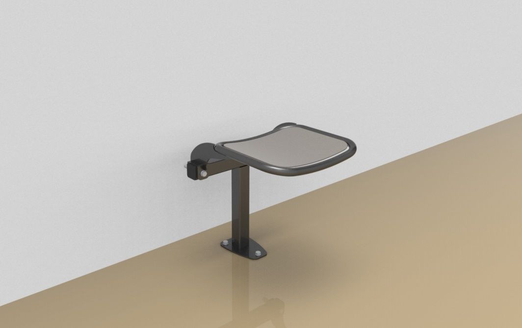 Single rigid sitting bench with smooth aluminium sitting surface