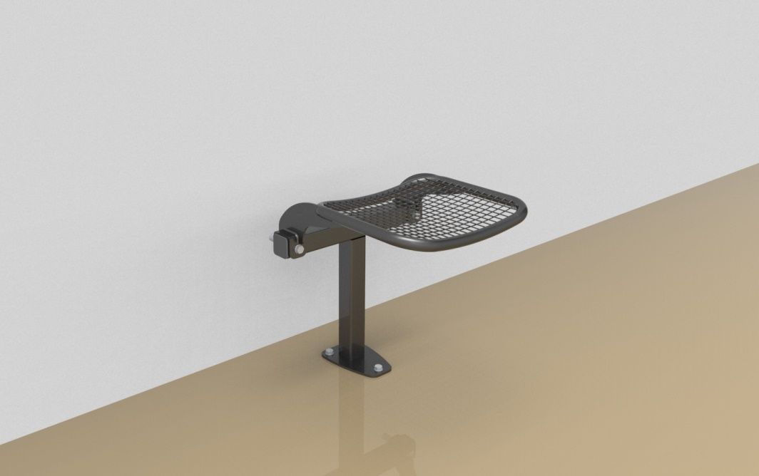 Single rigid sitting bench with wire mesh sitting surface