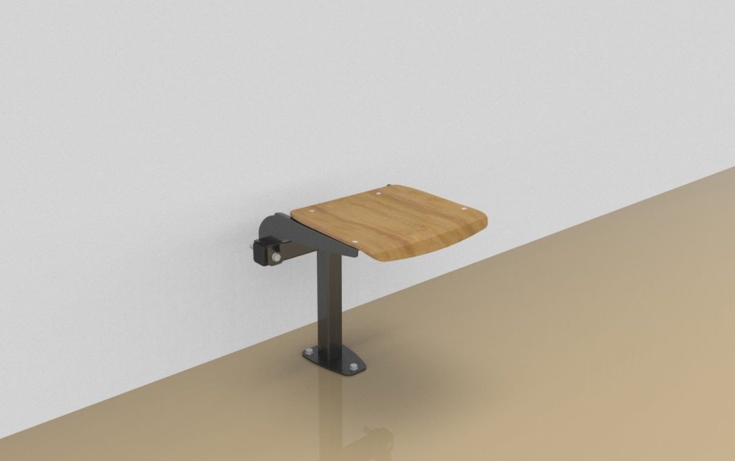 Single rigid sitting bench with beech wood sitting surface