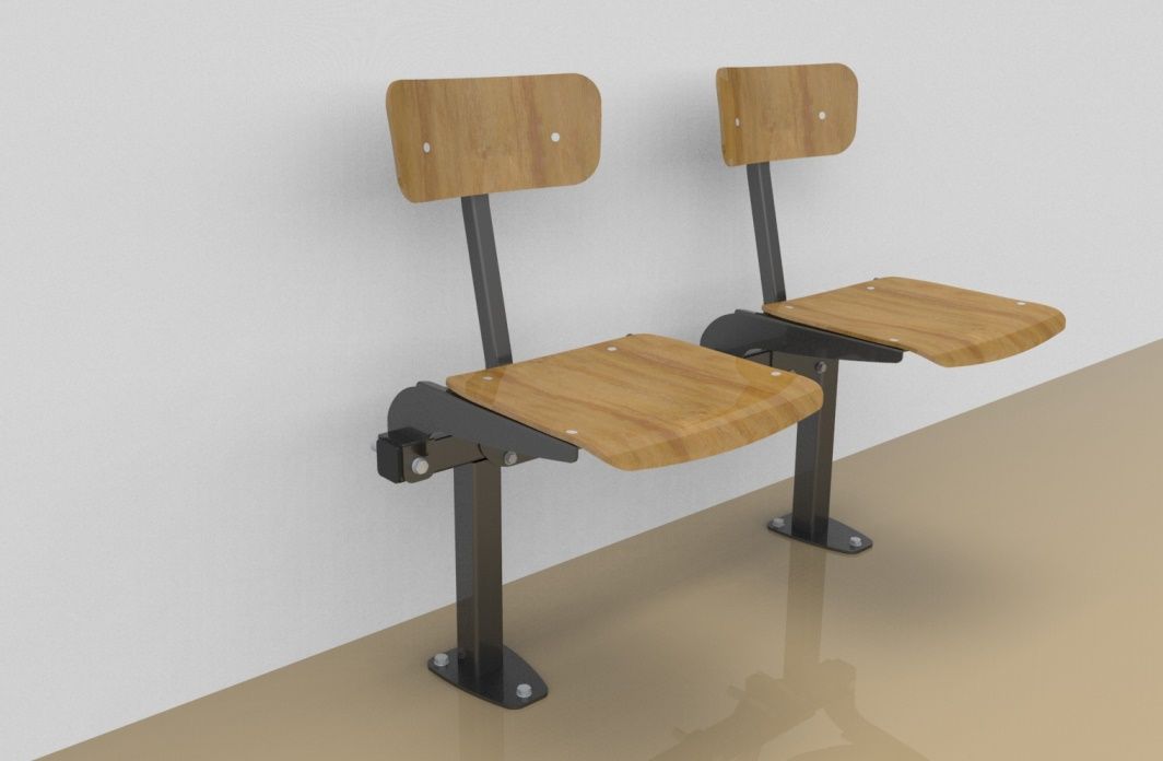 Twosome rigid sitting bench with beech wood sitting surface and back rest