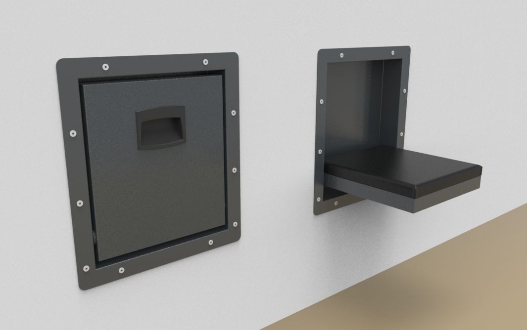 Flush built-in fold down seat, narrow