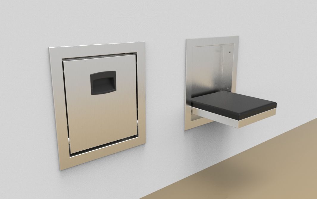 Flush built-in fold down seat, narrow