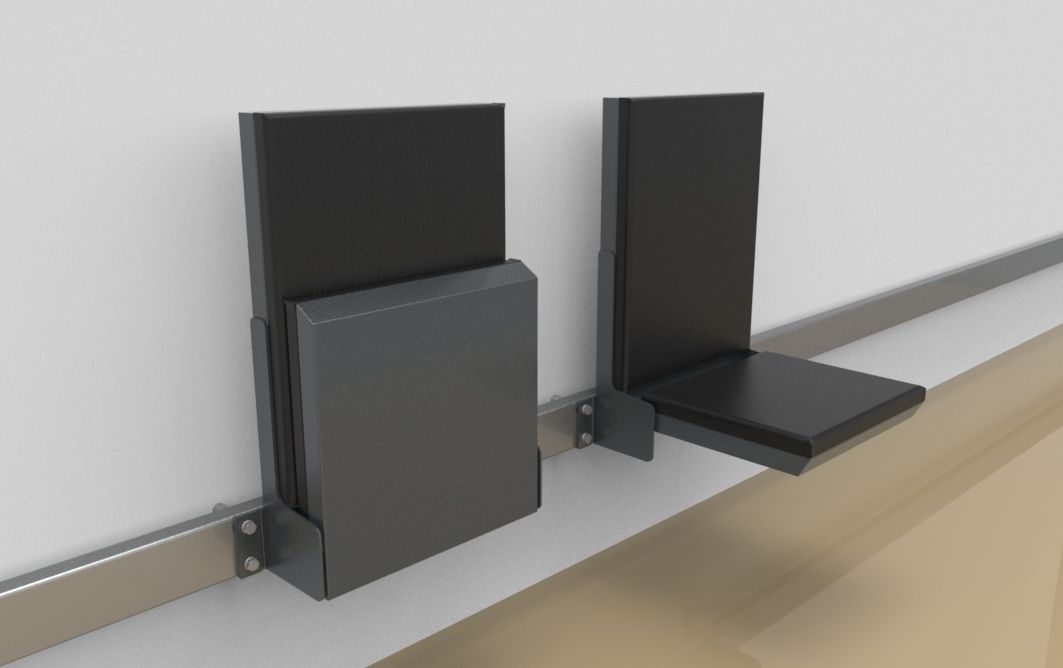 Fold down seat with edge-gated screw connection, with straight back rest