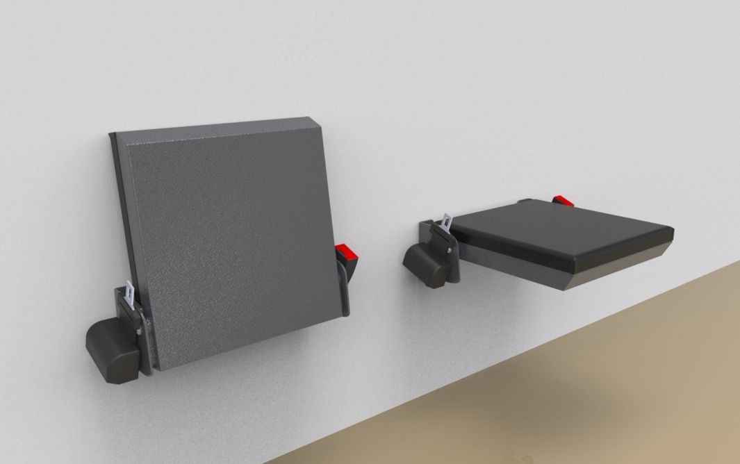 Fold down seat without back rest, narrow, with seatbelt