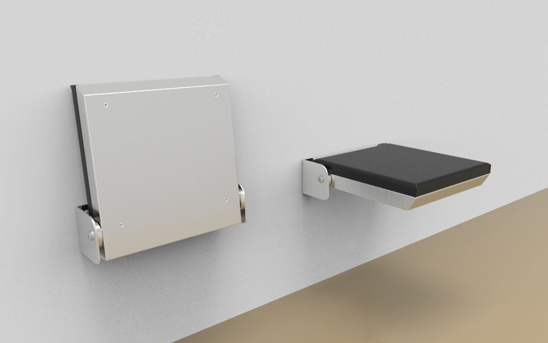 Fold down seat without back rest, narrow, with bump stop for resting position