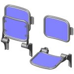 Klappsitz mit glatter Alu-Sitzfläche und -Rückenlehne für Wandmontage